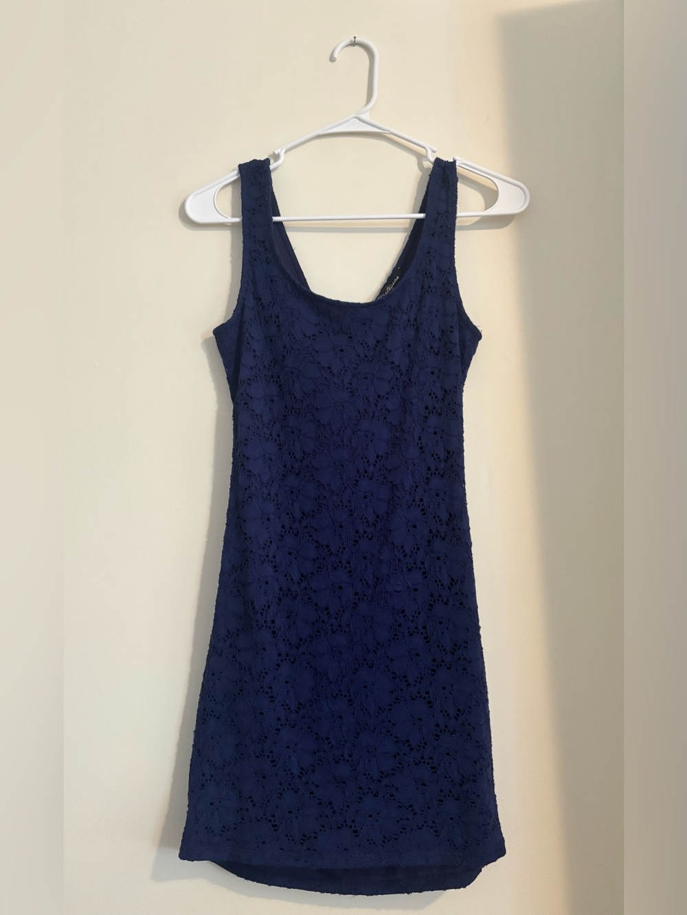 Navy Lace Tank Dress with Criss-Cross Back